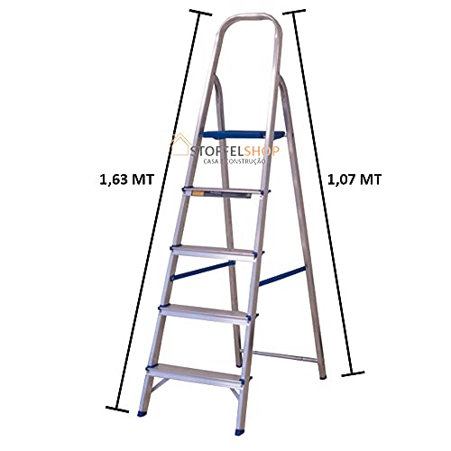 Escada Dobravel 5 Degraus em Aluminio Alumasa 120 kg de Capacidade