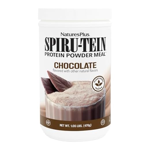 NaturesPlus SPIRU-TEIN, Chocolate - 1.05 lb - Plant-Based Protein Shake - Non-GMO, Vegetarian, Gluten Free - 17 Total Servings