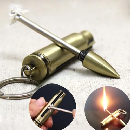 Image of Smoke King Original Waterproof Bullet Fire Starter | Refillable Flint Match Lighter with Keychain | Survival Fire Starter (Fuel Not Included)