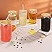 Qumuauu 16oz Glass Cups with Bamboo Lids and Straws, Reusable Drinking Glasses Set, Classic Iced Coffee Cup for Smoothies Water Juice Beer, BPA-Free Glass Tumbler Set (16oz 12pack clear)