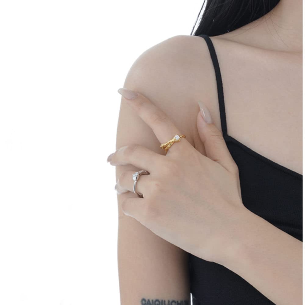 Anello In Argento 925 Da Donna,Anelli Regolabili Per Donna Zircone Micropavimentato In Argento Sterling 925 Con Motivo A Martello Anelli Eternity Fedi Nuziali Placcate Oro Anelli Promessa Per Ragazz