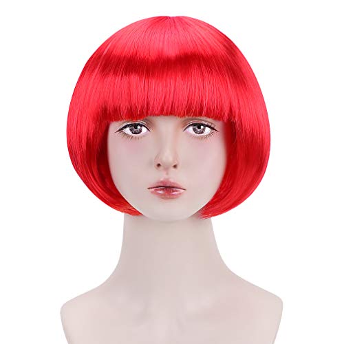 FREE BEAUTY Peruca de melindrosa curta Bob Cosplay - Fantasia sintética feminina com aparência natur