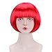 FREE BEAUTY Red Short Bob Cosplay Flapper Wig-Synthetic Costume Women's Natural Looking Halloween Party Christmas Bangs Wigs