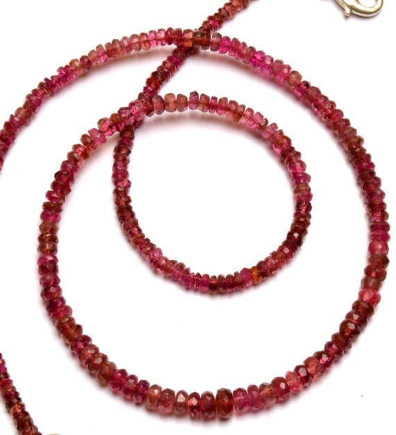 Tourmaline rose naturelle 3-5mm perles de rocaille facettées pour collier 17"