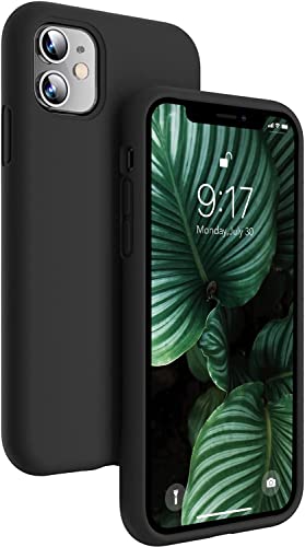 Image of VONZEE Microfiber Candy Case Compatible for iPhone 11 6.1 inch, Shockproof Slim Back Cover Liquid Silicone Case (Black)