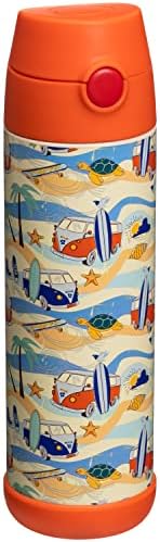 Snug Kids Flask - Stainless Steel Insulated Water Bottle with Straw for Children/Toddlers (Girls/Boys) - Beach, 350ml