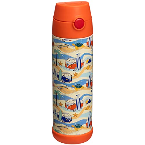 Snug Kids Water Bottle - Insulated Stainless Steel Thermos With Straw (Girls/Boys) - Beach, 17Oz #TOP6