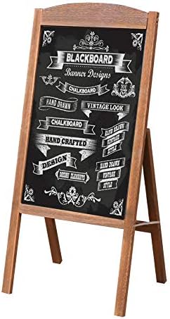 BORWART Magnetic Chalkboard Sign Stand: 35.4" x 16.7" Pine Wood Dry Erase A Frame Wooden Message Chalk Board - Kids School Blackboard Easel - Rustic Sidewalk Display for Business Restaurant Wedding