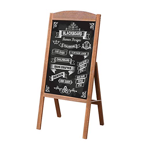 UNHO Werbetafel Standtafel, Magnetischer Kundenstopper aus Holz Maltafel klappbar - Braun Cover
