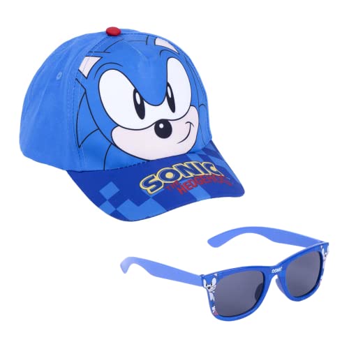 Sonic The Hedgehog Hut und Sonnenbrille, Verstellbarer Hut, UV-Schutz-Sonnenbrille, Sonic Baseball Kappe, Kinder Sommermütze