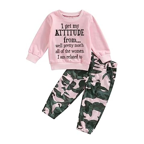Kodaruber Toddler Baby Girls Clothes Set 2T 3T 4T 5T Fall Winter Outfits Pullover Sweatshirt Camo Pants Set Kids Sweatsuit(Pink,4-5 Years) Cover