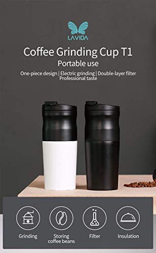 Lavida Portable Espresso Machine Mini Travel Coffee Maker Ceramic Burr Bean Electric Grinder Stainless Steel Thermo Cup For Camping Office #TOP7
