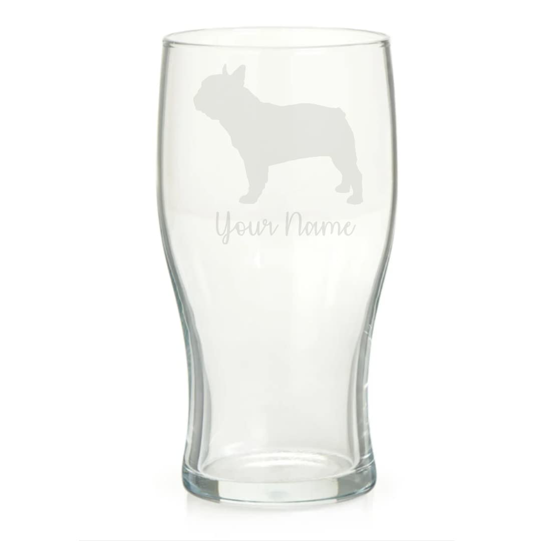 Personalised French Bulldog Engraved Pint Glass, Dog Gift for Women, Gift for Men
