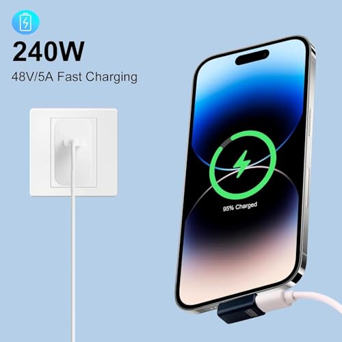 Image of ETZIN Right Angle USB C Adapter 1-Pack, 80Gbps /240W PD /8K@60Hz, Right Angle 90 Degree USB C Adapter, Type C Extender Support Thunderbolt 5 /4 for Steam Deck, Switch EPL-1552CC