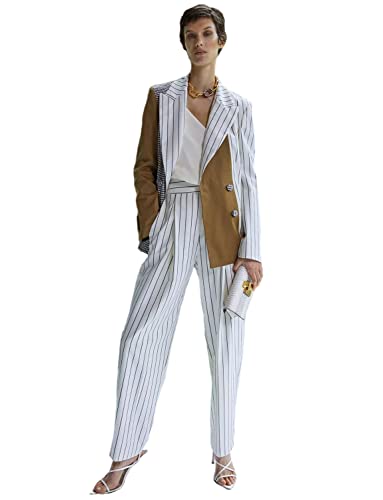 Lacoac Women's Match Color Suit Small Houndstooth Stripe Jacket with