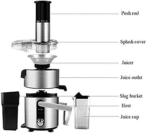 Extrator de suco, máquina de espremer com boca larga de 3 '', espremedor de 5 velocidades para fru