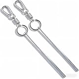 Half Moon Elevator Door Key Set, Large and Small Elevator Key Fits for Schindler Elevator Door, Key for Party Favors, Gifts Decoration, Comes with a Metal Keyring Keychain, Silver, Small