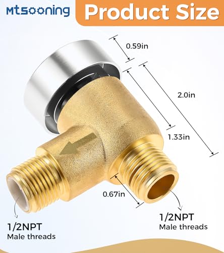 Image of 571-VAC-CHK-A RV Vacuum Breaker Check Valve, Brass RV Backflow Preventer, Camper Trailer Flusher Tank Valve for Black Tank System,1 /2 DN Male