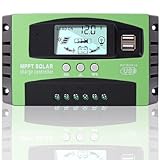 mppt solar charger CONTROLLORE DI CARICA SOLARE MPPT 100A: Il regolatore di carica del pannello solare con doppia porta USB è compatibile con il sistema a 12V/24V, utilizzando l'innovativa tecnologia MPPT ad alta efficienza di tracciamento fino al 99%. Le porte USB da 5V/2A supportano la ricarica dei telefoni cellulari o qualsiasi altro dispositivo a 5 tensioni