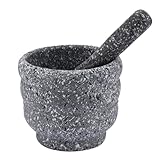 Angoily Mortero de Granito para Uso Doméstico, Triturador de Ajo Práctico, Juego de Medicina y Mortero Familiar, Utensilio de Cocina Seguro y Ergonómico para Preparar Condimentos