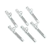 50pcs Alloy Music Flute Charm Pendants Charm Pendants Bulk Tibetan Silver, for Bracelets Keychain Necklace DIY Craft Jewelry Making Accessory 29 X 7mm (Ancient Silver)