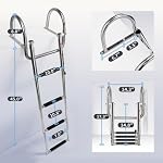 4 Step Pontoon Boat Ladder, Pontoon Ladders for Pontoon Boats,Stainless Steel Rear Entry Inboard Ladders Over Platform