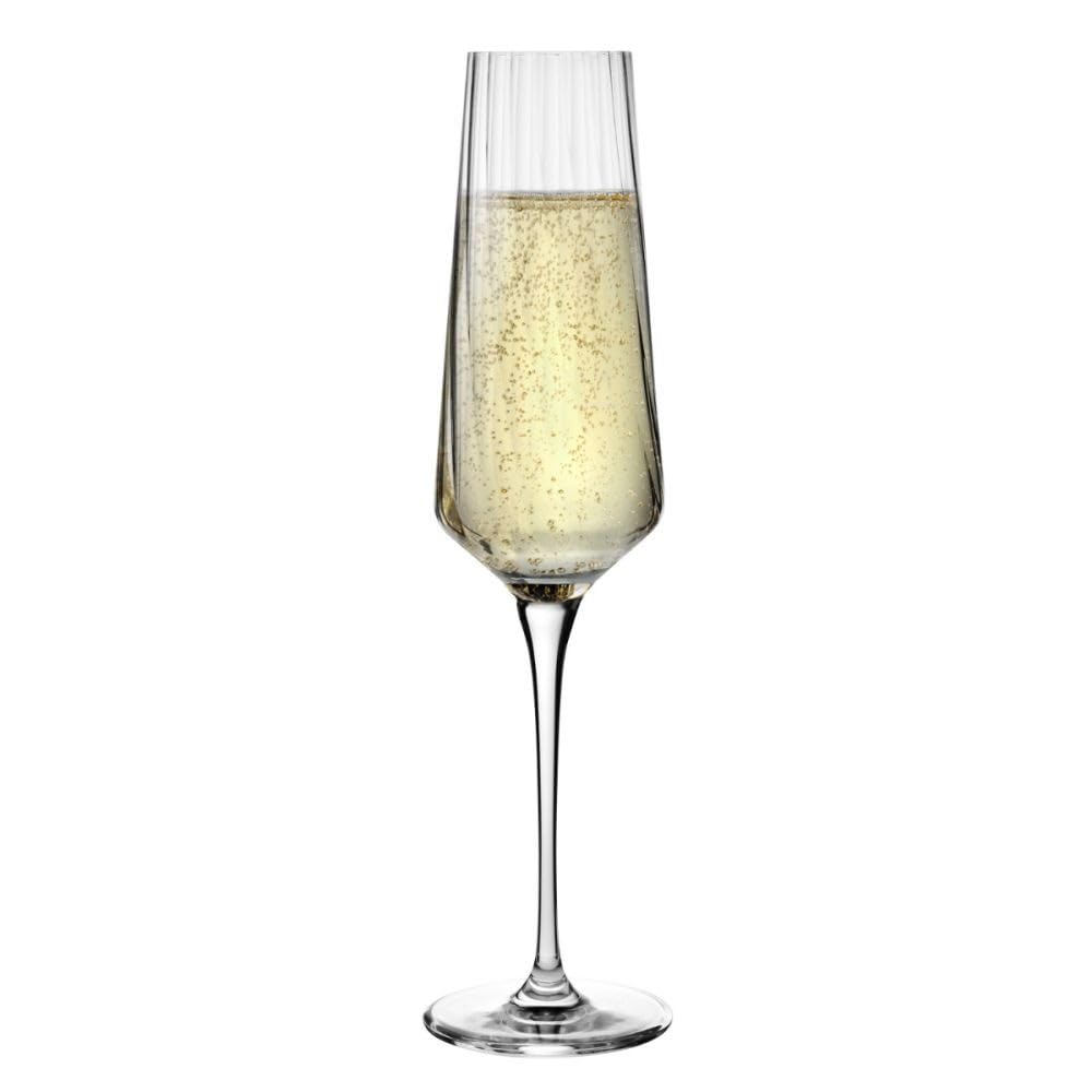 KROSNO Kieliszki do Szampana i Prosecco Avant-Garde LUMI, Zestaw 4 x 200 ml | Szkło Kryształowe Bezołowiowe, do prosecco, mimosy i win musujących, optyczny wzór, zmywarka, prezent