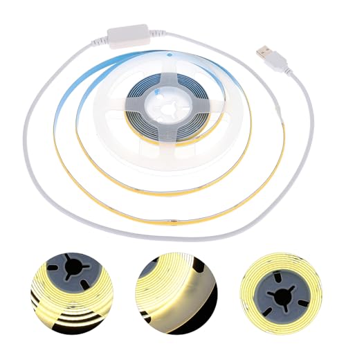 Tira LED COB USB flexible impermeable 3 metros luz cálida miniatura 6
