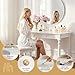 BaoBaJiu Solid Wood Makeup Vanity Table with Storage Drawers, Rubberwood Dressing Table No Mirror, Rustic Country House Style Desk for Bedroom, Living Room & Hallway(White,47.2