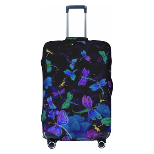 Blue Dragonfly Print Luggage Suitcase Cover Protector Luggage Washable Covers With Concealed Zipper