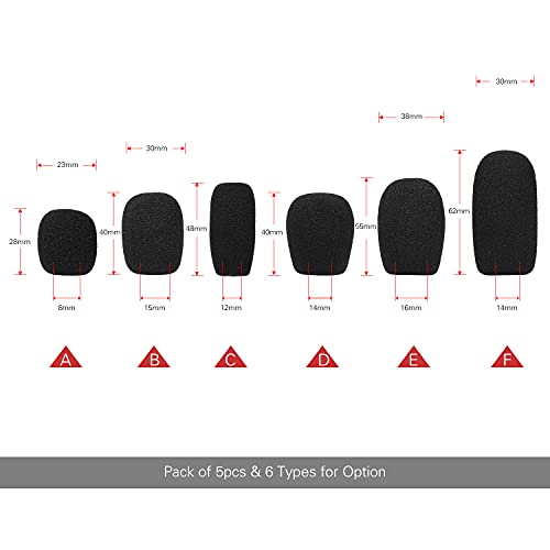 Image of Careflection || Mini Microphone Windscreens Mic Foam Covers for Lapel Lavalier Headset Microphone Black, Pack of 5pcs (A Type