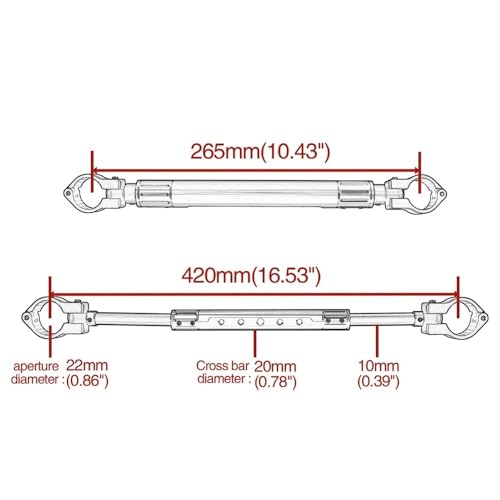 Barra de equilibrio para motocicleta manillar extendido universal aluminio 22-27mm 6