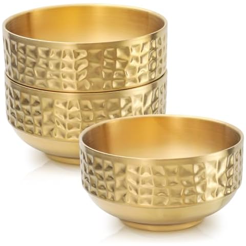 Roucerlin 3Pcs Gold Stainless Steel Bowls Cover