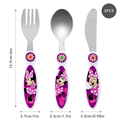 Minnie Mouse Kids 6 Piece Reusable Dinner Set - Plate/Bowl/Cup/Knife/Fork/Spoon - Childrens Dinnerware Tableware Cutlery Set - Image 2