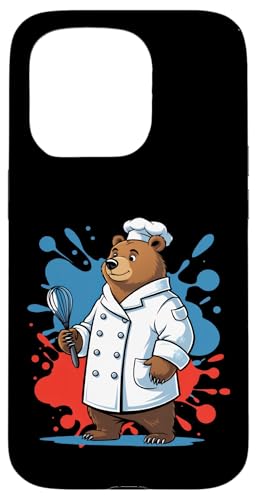 泡立て器を持つかわいいシェフくま(冬スタイル) スマホケース iPhone 15 Pro 用