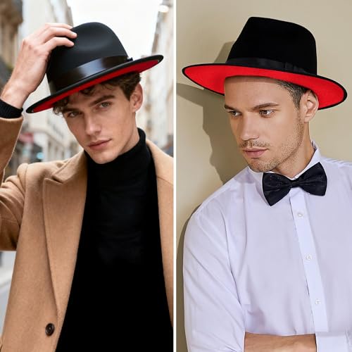 Image of BABEYOND 1920s Gatsby Panama Fedora Hat Cap for Men Gatsby Hat for Men 1920s Mens Gatsby Costume Accessories