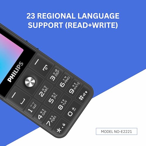 Image of Philips All-New E2221 Sleek & Stylish |Keypad Mobile with 2.4 inch Screen|2500 MAH Battery | 2030mm Speaker| Wireless FM | Bright Torch| Digital Camera|Cool Gray