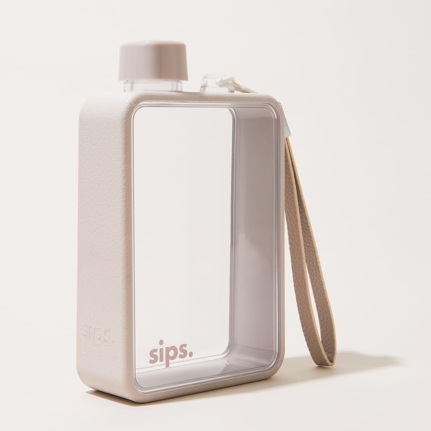 Sips. Flat Water Bottle Tritan Plastic, Leakproof, Slim Travel Flask for Gym, Handbag & Outdoor 480ml | 12 Colors | BPA-Free (Oyster Grey) โ image 1