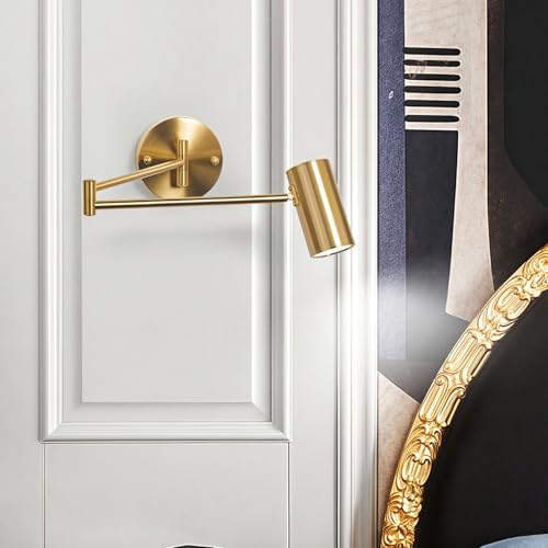 Image of Indoor Wall Light Adjustable Swing Arm 5W LED Metal Wall Lamp 3000K Warm White Retro Vintage Industrial Wall Sconce, for Living Room Bedroom Hallway Corridor Stairs Hall, Gold