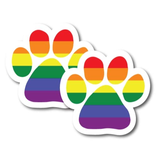 Image of Magnet Me Up LGBTQ Pawprint Magnet Decal, 2 Pack, 5 Inch, Heavy Duty Automotive Magnet for Car Truck SUV, in Support of Gay Pride and Gay Rights