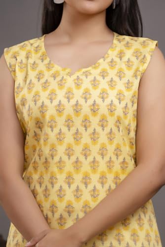Image of Women's Cotton Printed Night Suit Set of Top & Shorts Sleeveless Women's Lounge Wear Set