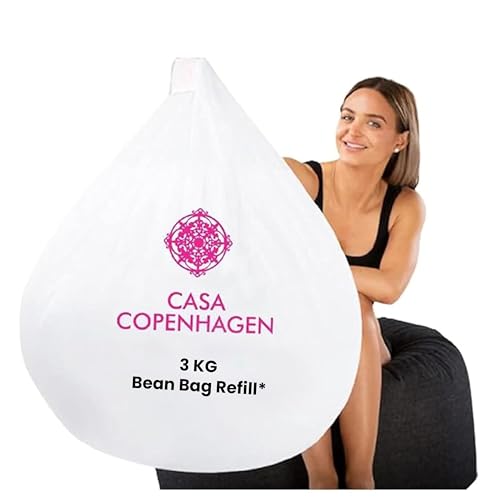 Image of Casa Copenhagen Premium Virgin Grade Thermocol Balls Refill for Pillows, Sofa, Bean Bags, Soft Toys & Beans for Bean Bag Refill 3 Kg (White)