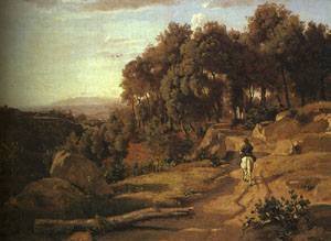 Peinture à l'huile Jean-Baptiste Camille Corot paysage Volterra grand tableau 1838