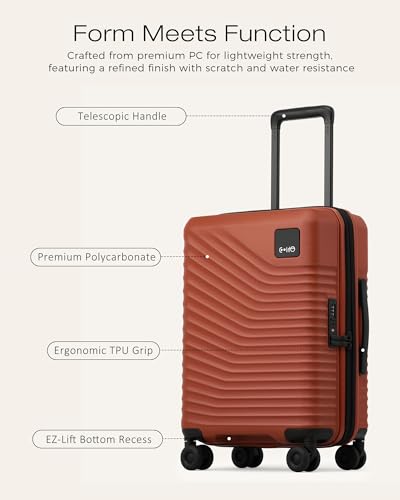 Image of Coolife Luggage Carry-On, Lightweight PC Hardside Suitcase, 20-Inch, Black