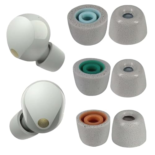 Adiper WF-1000XM5イヤーピース対応ソニーWF-1000XM5ヘッドフォン，(S/M/Lサイズ 各1ペア)メモリーフォーム防音＆アンチスリップ交換用イヤーピース(ホワイト)