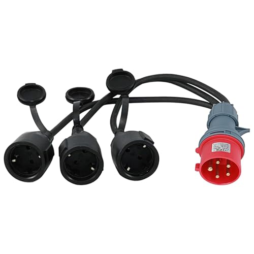 Adattatore CEE di corrente ad alta tensione 400 V 16 A maschio a 3 X 230 V accoppiamento prolunga con spina di protezione e coperchio ribaltabile, cavo adattatore CEE per attività industriali, caravan