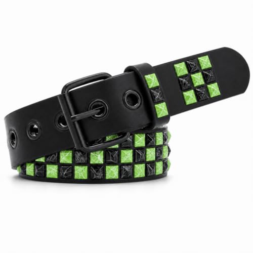 Image of Studded Belt, Metal Punk Rock Rivet Belt with Bright Pyramid Studded for Women Men