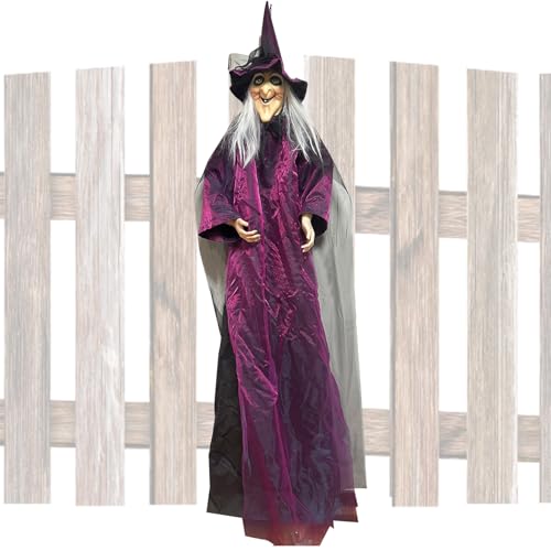 FmtwPhn Hängende Hexe, 210cm Hexen Halloween, Halloween-Dekorationen, Fliegende Hexes, Lebensgroße Stehende Hexes Mit Gruseligen Geräuschen Für, Totenkopf-Requisite, Mottoparty, Karneval FmtwPhn Hängende Hexe, 210cm Hexen Halloween, Halloween-Dekorationen, Fliegende Hexes, Lebensgroße Stehende Hexes Mit Gruseligen Geräuschen Für, Totenkopf-Requisite, Mottoparty, Karneval