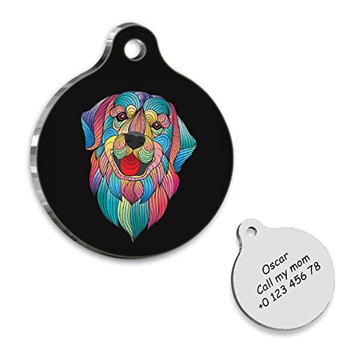 Golden Retriever Portrait Personalized Dog Tag – Golden Retriever Custom Name Tag – ID Tag for Dog – Customized Pet Tags – Dog Name id Tag – Dog Name Tag – Engraved Dog Tag