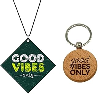 TheYaYaCafe Motivational Car Hanging Good Vibes Only Printed with Wooden Keychain Price In India